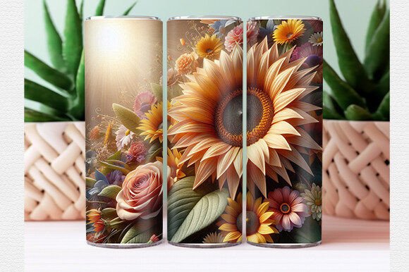 3D Sunshine Flowers Tumbler Wrap Design Guide
