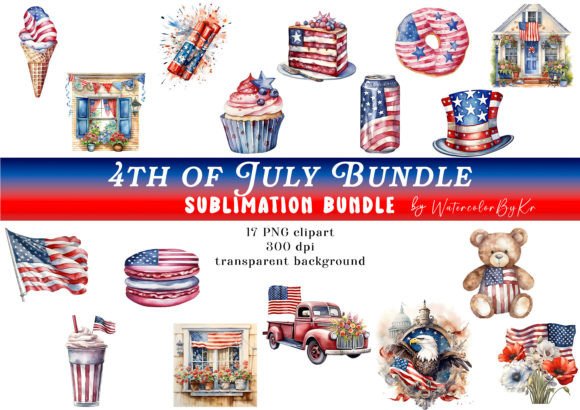 4th July Patriotic Bundle Clipart: Elevating Modern Independence Day Design