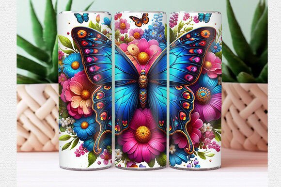 Butterfly and Flowers Tumbler Wrap Design Guide