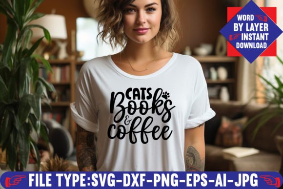 Cats Books and Coffee SVG Design Guide