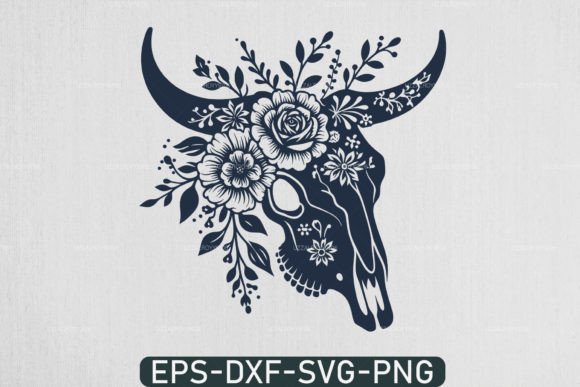 Floral Western Cow Skull Flowers SVG Guide