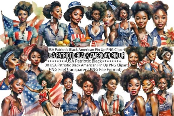 USA Patriotic Black American Pin Up PNG Guide
