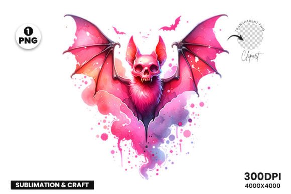 Watercolor Halloween Pink Spooky Bat PNG Guide